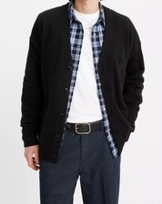 NWT Levi's COIT BOXY CARDIGAN in Black Relaxed Fit Mens XS Fuzzy Wool Blend