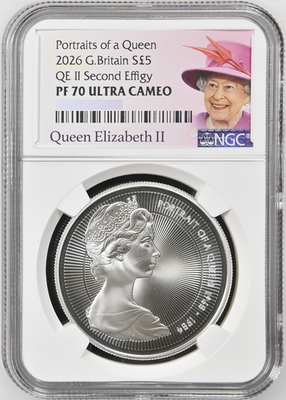 2026 GB S£5 QEII PORTRAITS OF A QUEEN 2nd EFFIGY SILVER PROOF NGC