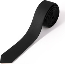 Skinny Ties Black Ties for Men and Women Solid Pure Color 1.58" 4CM Plain Form