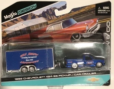 TOW & GO MAISTO DESIGN '93 CHEVROLET 454 SS PICK-UP / CAR TRAILER DIECAST 2023
