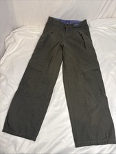 Vintage Bugle Boy Pants Youth Sz 8 Green Cargo Wide Pockets Boys 90s