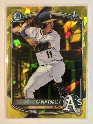 2025 Bowman Chrome Draft Sapphire   Gavin Turley #BDC-28 Yellow /75 (RC)   A's