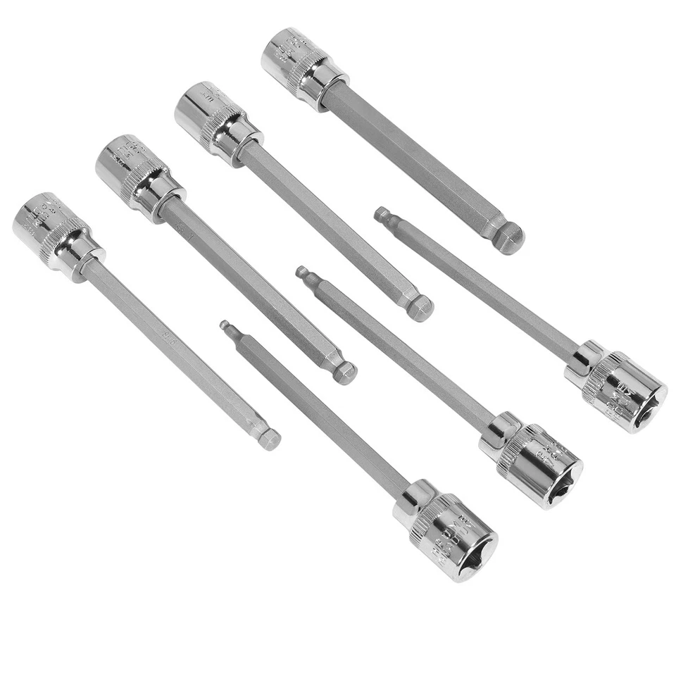 Stark USA 7pc 3/8" Ball End Long 4.3" METRIC MM Hex Allen Bits Sockets wrench - Image 2 of 4