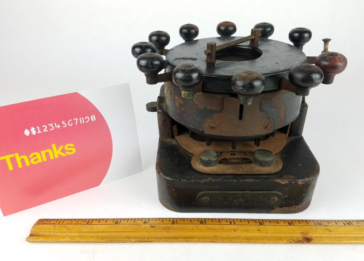 Vintage Brady Automatic Bank Punch Machine Check Number Die Spin Antique Hole