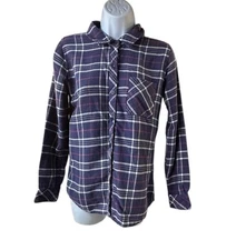 Rails XS Plaid Flannel Shirt Soft Cotton Button Down Purple Blue