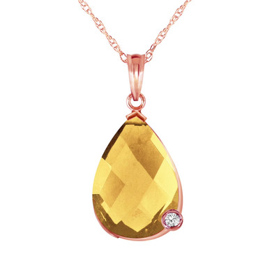 5.04 Carat 14K 18'' Solid Rose Gold Necklace with Natural Briolette Checkerboard 