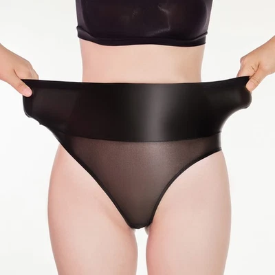 Women's High Waisted Sheer Silky Shiny Underwear Bikini Briefs Knickers Panties - Image 1 of 4