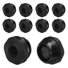 10-Pack Inner Hex Head Pipe Plug End Cap, 1/2 NPT Garden Hose Stopper Black