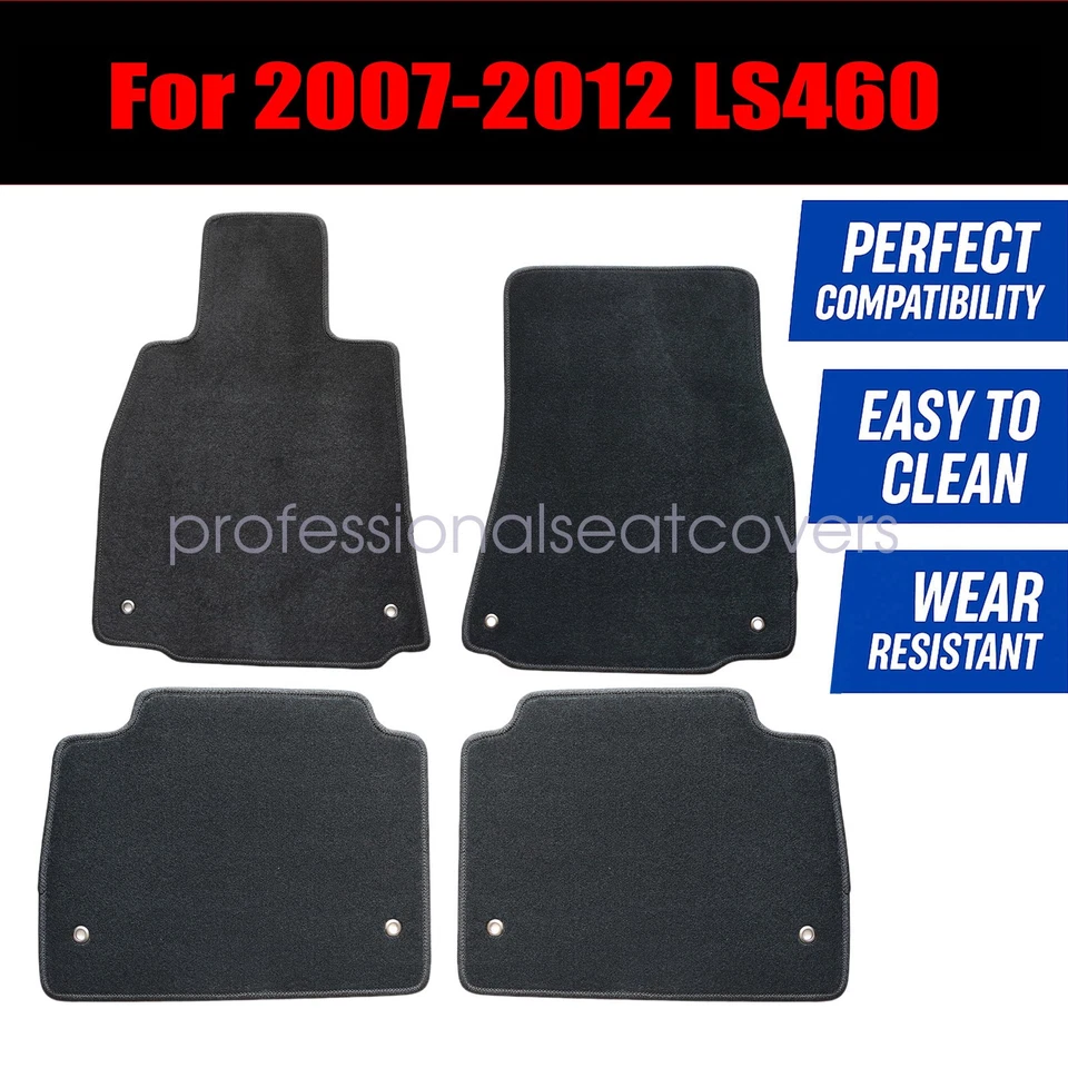 New Floor Mats Carpet Velour For 2007 2008 2009 2010 2011 2012 Lexus LS460 Black - Image 3 of 4