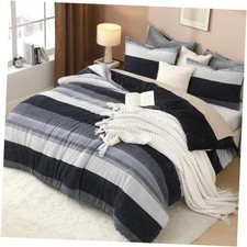 Fluffy Fleece King Size Comforter Set, Luxury Soft King 104"x90" Dark Grey