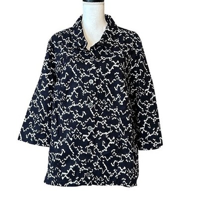 Christopher & Banks Textured 3/4 Sleeve Button Down Shirt Jacket SZ 3X 24/26 NEW