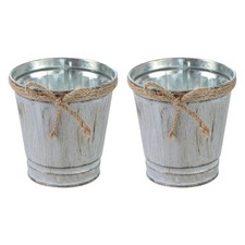 2pcs Chic Iron Flower Buckets Planter Bucket Flower Balcony Decor
