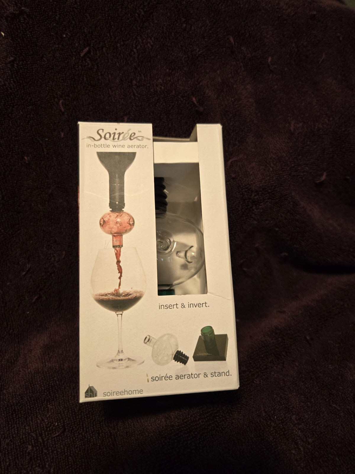 Soirée In-Bottle Wine Aerator with Stand, Preowned, Open Box