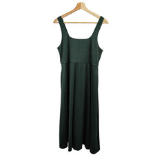 Quince Flowknit Breeze Fit & Flare Dress Heather Green Basic Sleeved L