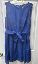 Tommy Hilfiger Dress Sleeveless Women's Size 18 Blue Stripe Fit & Flare Lines