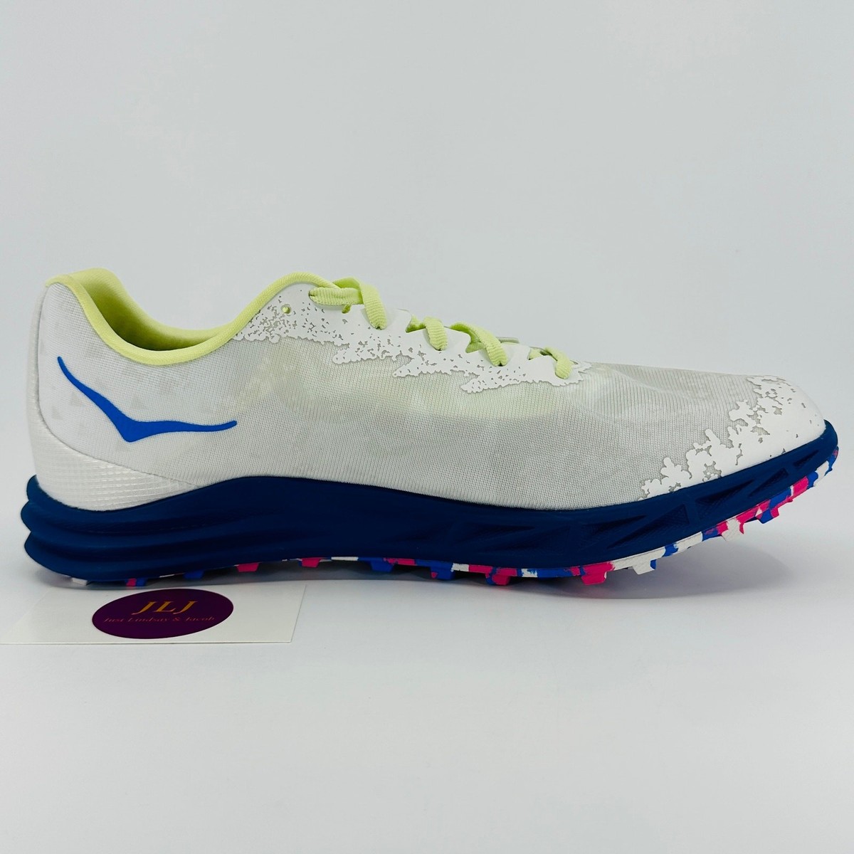 HOKA Crescendo XC Running Shoes With Spikes Men\'s 9 White Pink Blue HOKA Unisex Crescendo XC | Marathon Sports main image 4
