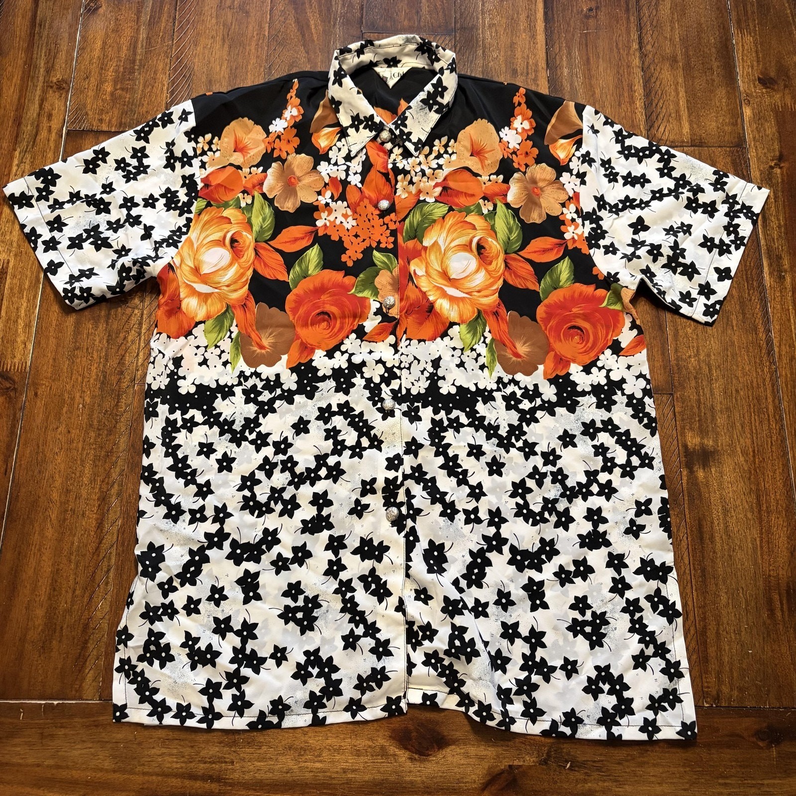 Chloé Vintage Floral Print Short Sleeve Shirt Women's See Measurements Rare image 2