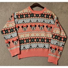 Disney Store 2024 Minnie Mouse Holiday Christmas Sweater Pink Size Medium