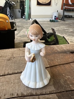 Vintage 1982 Age 6 Enesco Growing Up Birthday Girls Brunette Porcelain Figurine