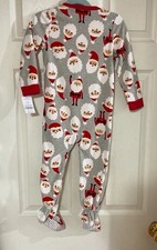 New Carter's Santa Christmas Fleece Pajama PJs 1 pc Toddler Sleeper Footie 3T