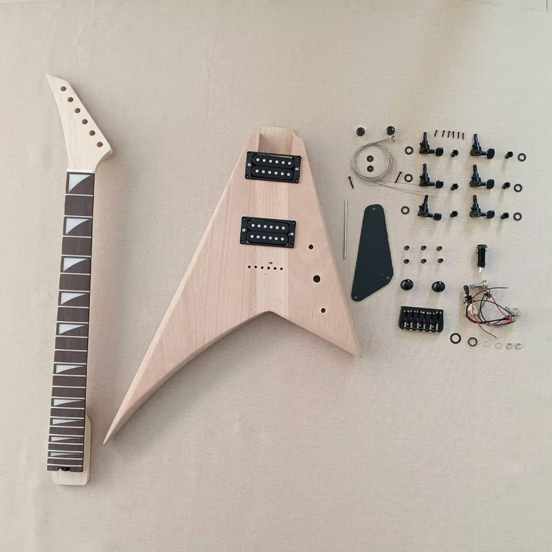 DIY 6 String Electric Guitar Kit black hardware Black Pickguard