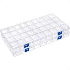 2pcs Plastic Storage Case 36 Grids with Removable Dividers for Small Parts