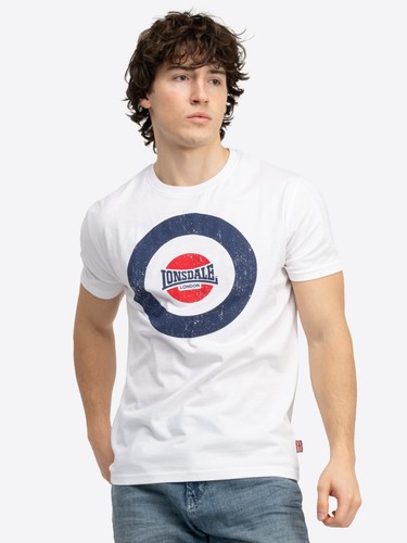 Lonsdale T-Shirt Premium Trevose Classic Mod Target Logo White Grey Shirt - Picture 10 of 22