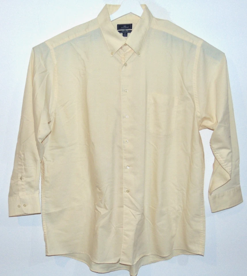 Dockers Long Sleeve Men button down Shirt XXL Cotton Classic Solid Yellow - Image 2 of 4