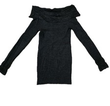 Women Gray Cowl Neck Sweater Dress Size M Preppy Classy Winter Party OffShoulder