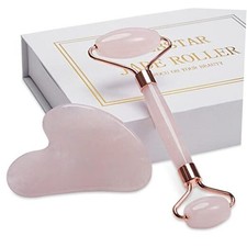 Jade Roller for Face, Facial Roller Massager Skin Care Tool, Gua Sha Pink