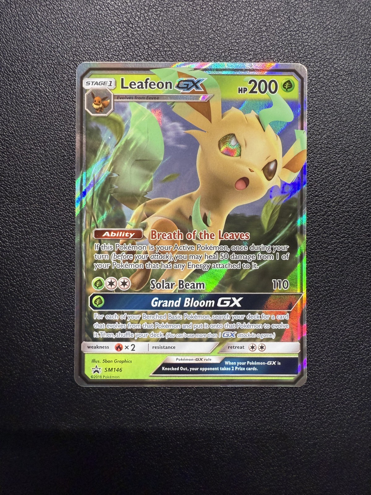 Leafeon GX SM146 - Black Star Promo - Pokemon Full Art Holo - NM