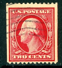 USA 1909 Washington 2&cent; Carmine Perf 12 DL Wmk Horz Coil Scott #349 VFU G915