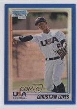 2010 Bowman Chrome USA Stars Blue Refractor 15/150 Christian Lopes #USA-7 1j6