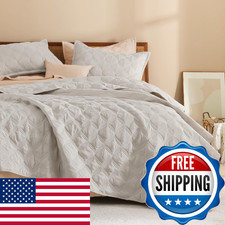 Litanika King Size Quilt Bedding Set Linen Summer Lightweight Soft Comforter