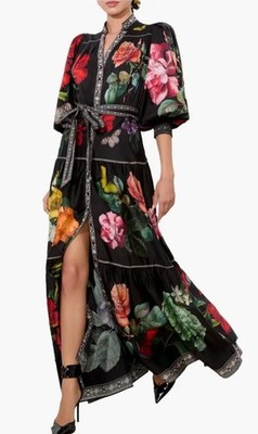 alice and olivia butterfly maxi dress Alice And Olivia Cora Floral & Butterfly Print Tiered Maxi Dress Sz Small  NWT