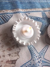 Dekoration, Skulptur aus Gips, Handarbeit, weiß, neu mit LED Teelicht