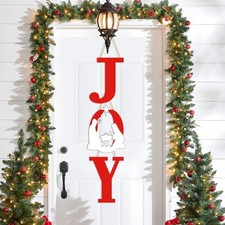 3 PCS Christmas Joy Hanging Sign 15.7" Holy Nativity Scene Wooden Door Wreath...
