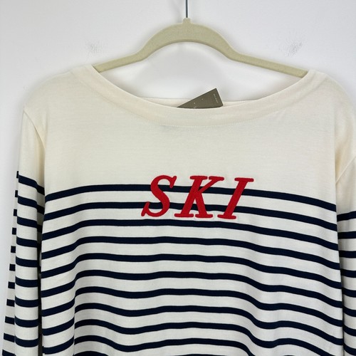 J.Crew Mariner Cloth Long Sleeve Striped Top Embroidered Ski Cotton Small NWT - Picture 3 of 10