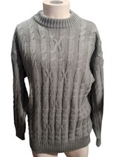 Vintage ST MICHAEL Mens Jumper Blue 90s Cable Knit Wool L