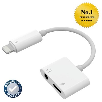 iPhone Adapter für iPhone Splitter auf Klinke Aux 3,5mm 2 in 1 Audio Kopfhörer