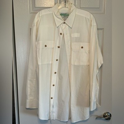 Orvis Buzz Off Button-up Shirt Men's Large White Cotton Hiking Fishing