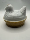 Vintage AVON Hen On Nest Milk Glass Covered Soap, Candy, Trinkets Dish