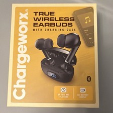 Chargeworx True Wireless Earbuds Black KH526BK LCD Display Mic Bluetooth