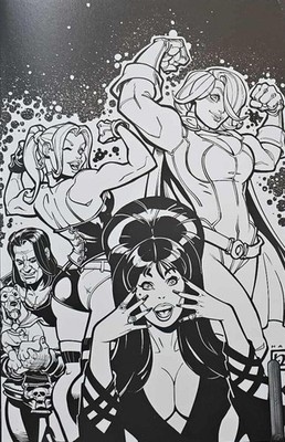 Harley Quinn x Elvira #03 - Dynamite - 2025 - Chad Hardin B&W Virgin Variant