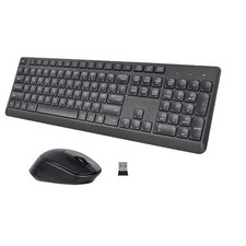 Black 2.4G Silent Wireless FullSize Computer Keyboard And Mouse Combo Set PC