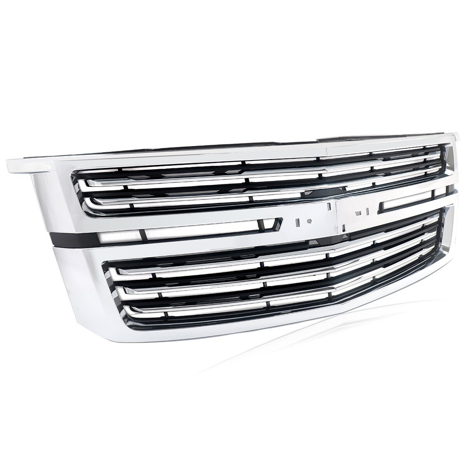 Front Upper Chrome Grille For 2015-2020 Chevy Tahoe & Suburban LTZ Style – Horizontal Billet