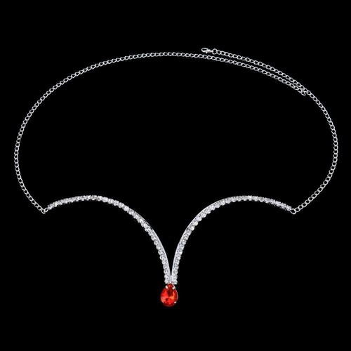 Sexy cadena de sujetador de pecho de cristal rojo para mujer decoración corporal lencería pezón joyería - Imagen 3 de 30