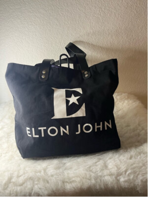 Elton John Farewell Yellow Brick Road Tour VIP Canvas Tote Bag Black