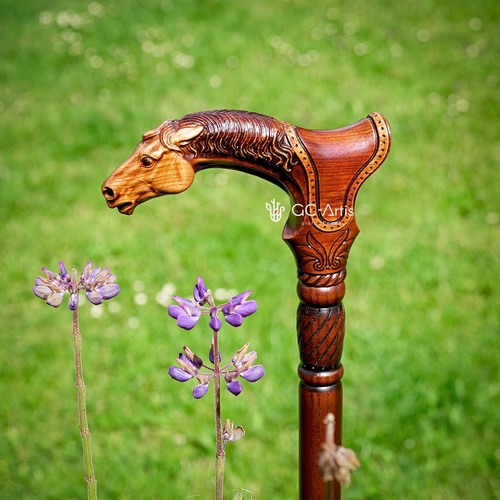 Horse Wooden Walking Cane classic accessory for men women ORIGINAL GC-Artis - Picture 8 of 16