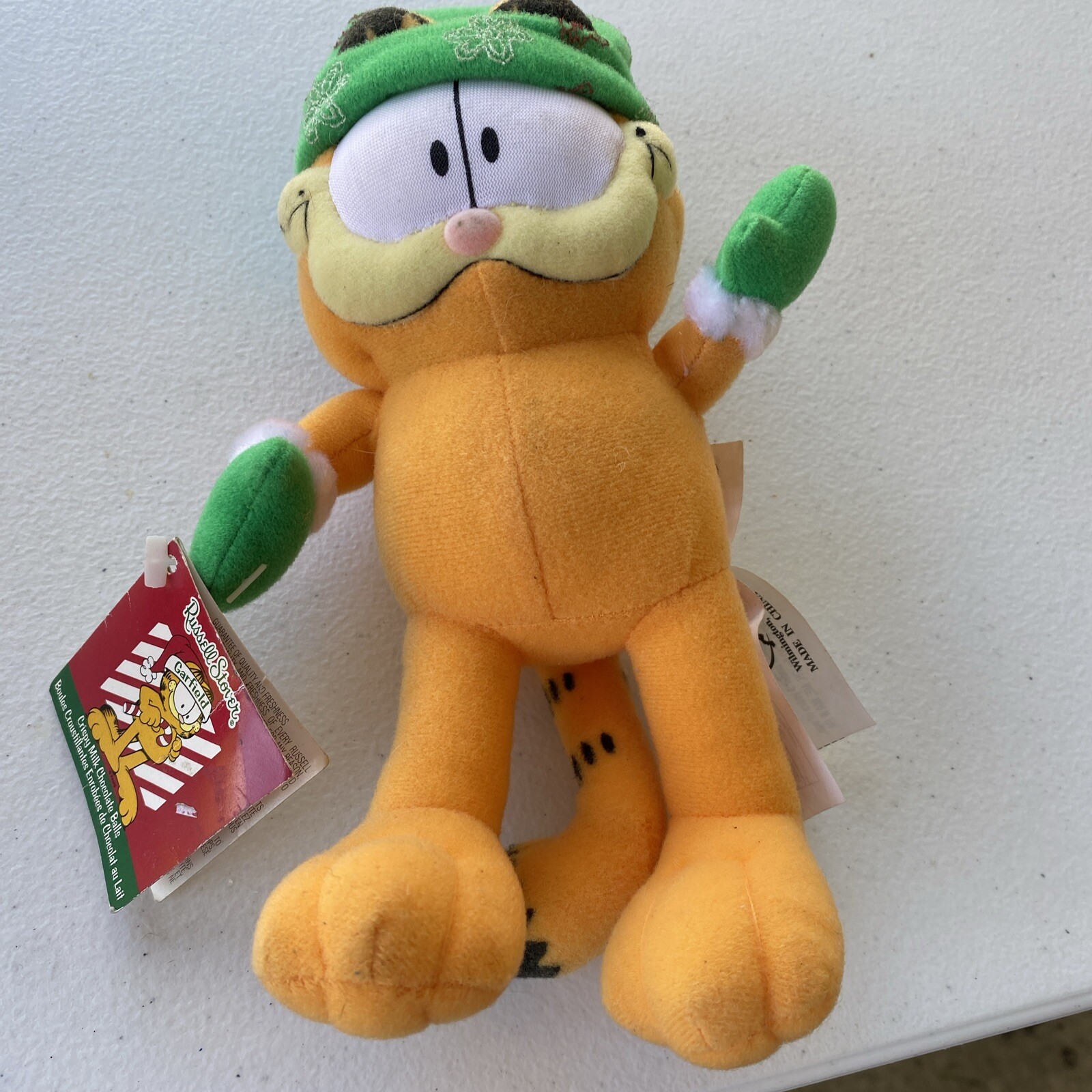 Vintage Garfield Window Cling with Holiday Hat and Mittens by Russell Stover